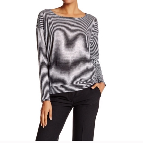 Eileen Fisher Tops - EILEEN FISHER Organic Linen Navy Striped Top